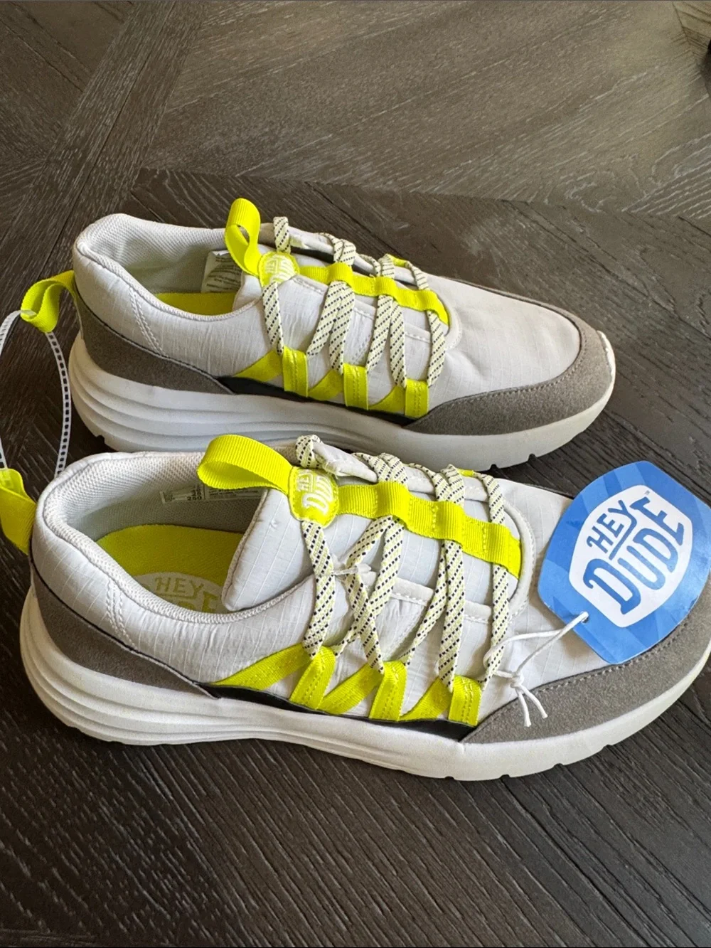 Hey Dude Sirocco Trek Y sport Cream and Neon Yellow Casual Lace-Up Sneakers